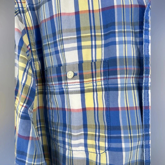 Nautica Made in Mauritius casual button up shirt, L, Vintage Plaid Crisp Cotton - Picture 4 of 7